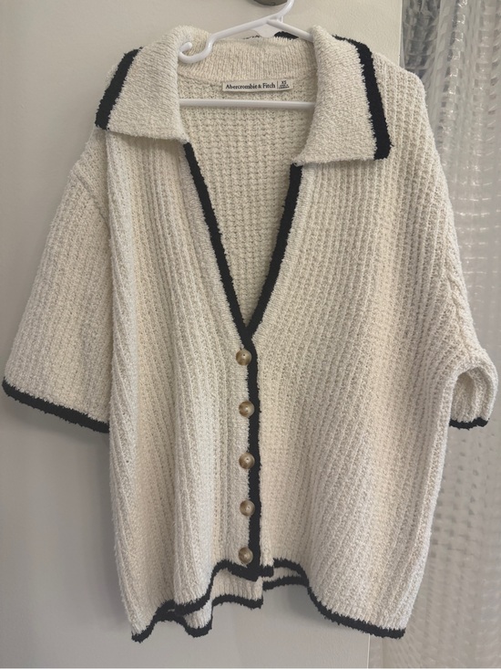 Abercrombie & Fitch Sweaters - Abercrombie & Fitch Cream Cardigan with Black Trim